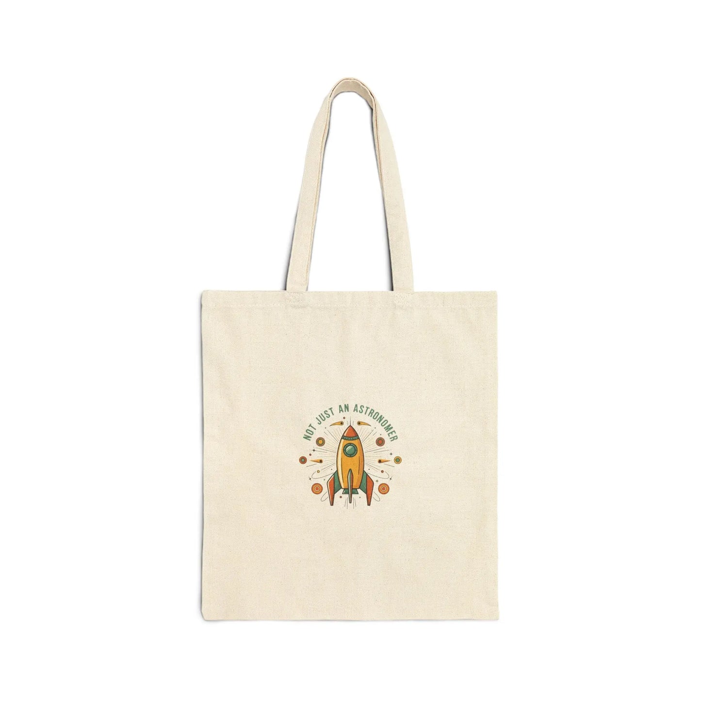 Retro Rocket Graphic Tote | mid-century space art, starburst pattern Printify