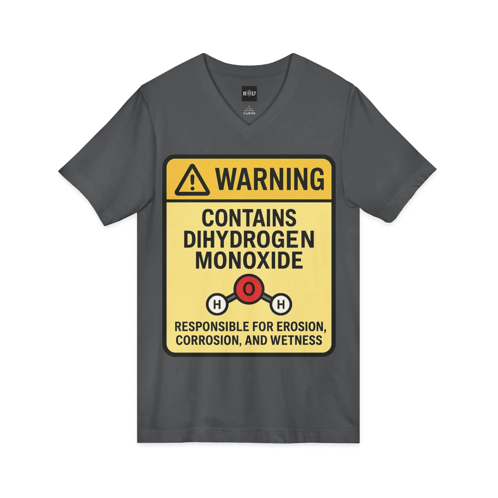 T-Shirt — "Warning: Contains Dihydrogen Monoxide" Novelty Science Tee Printify
