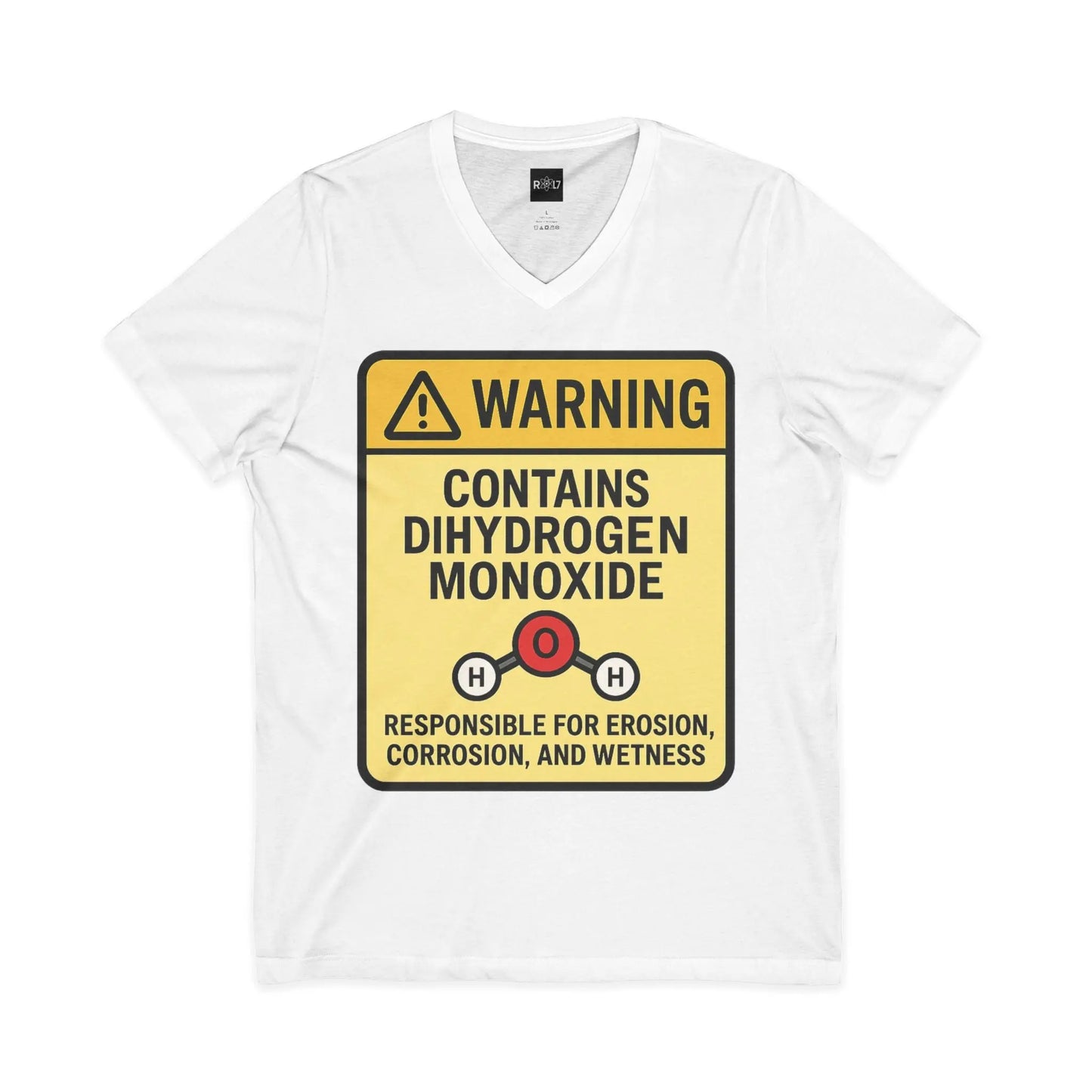 T-Shirt — "Warning: Contains Dihydrogen Monoxide" Novelty Science Tee Printify