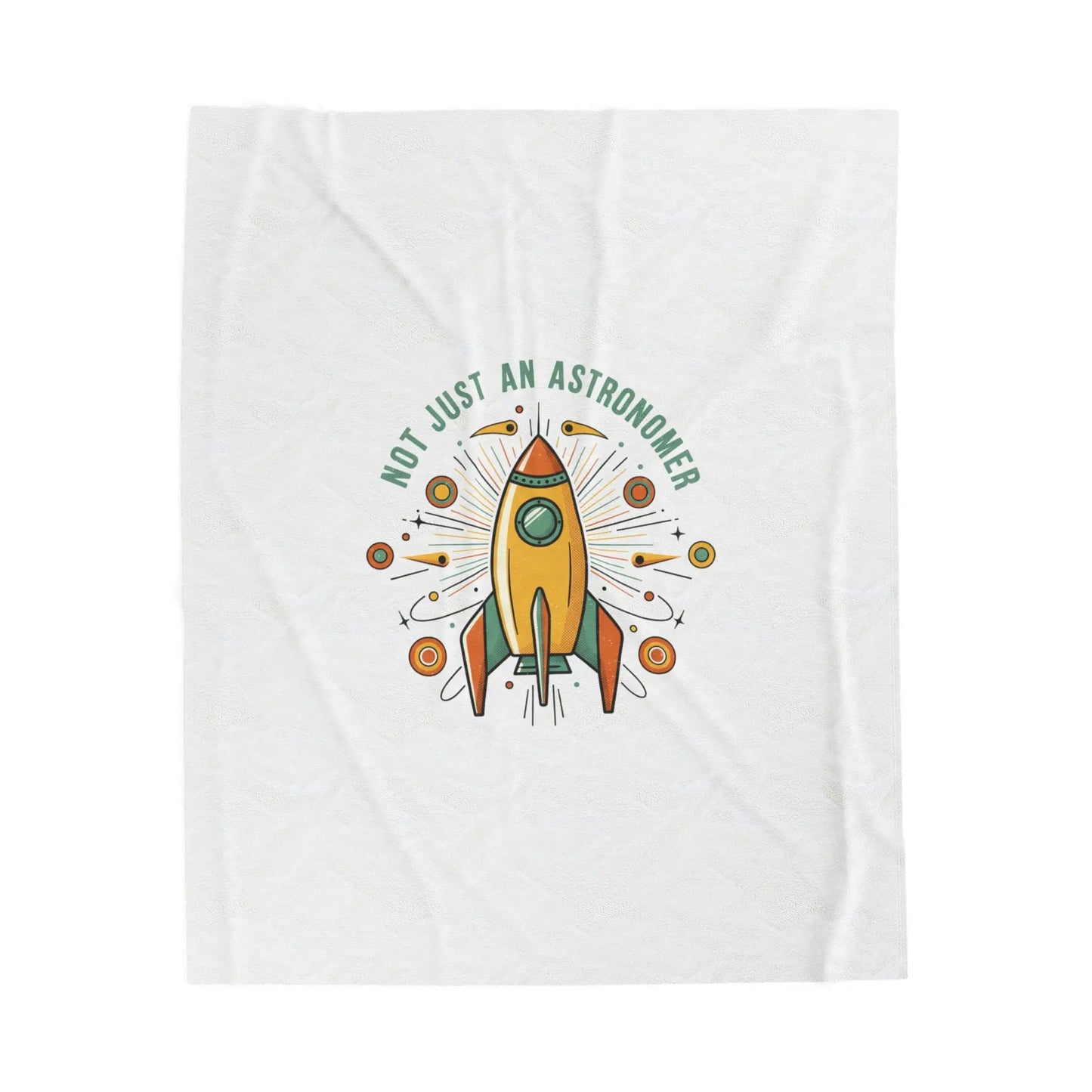 Retro Rocket Starburst Velveteen Blanket | mid-century space art, vintage sci-fi Printify