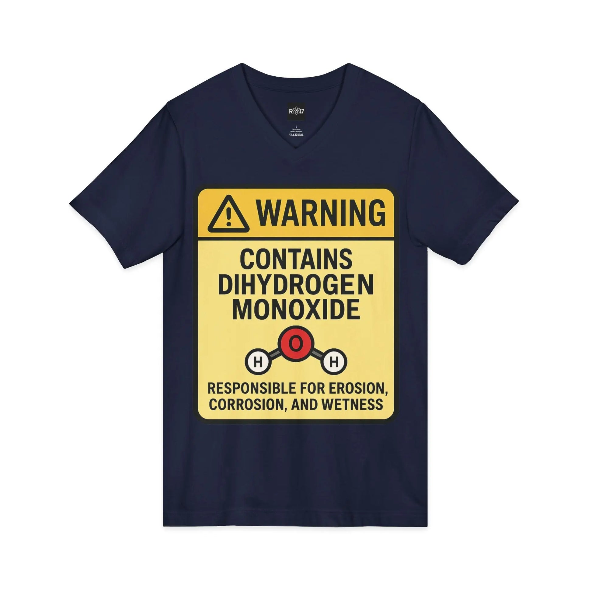 T-Shirt — "Warning: Contains Dihydrogen Monoxide" Novelty Science Tee Printify