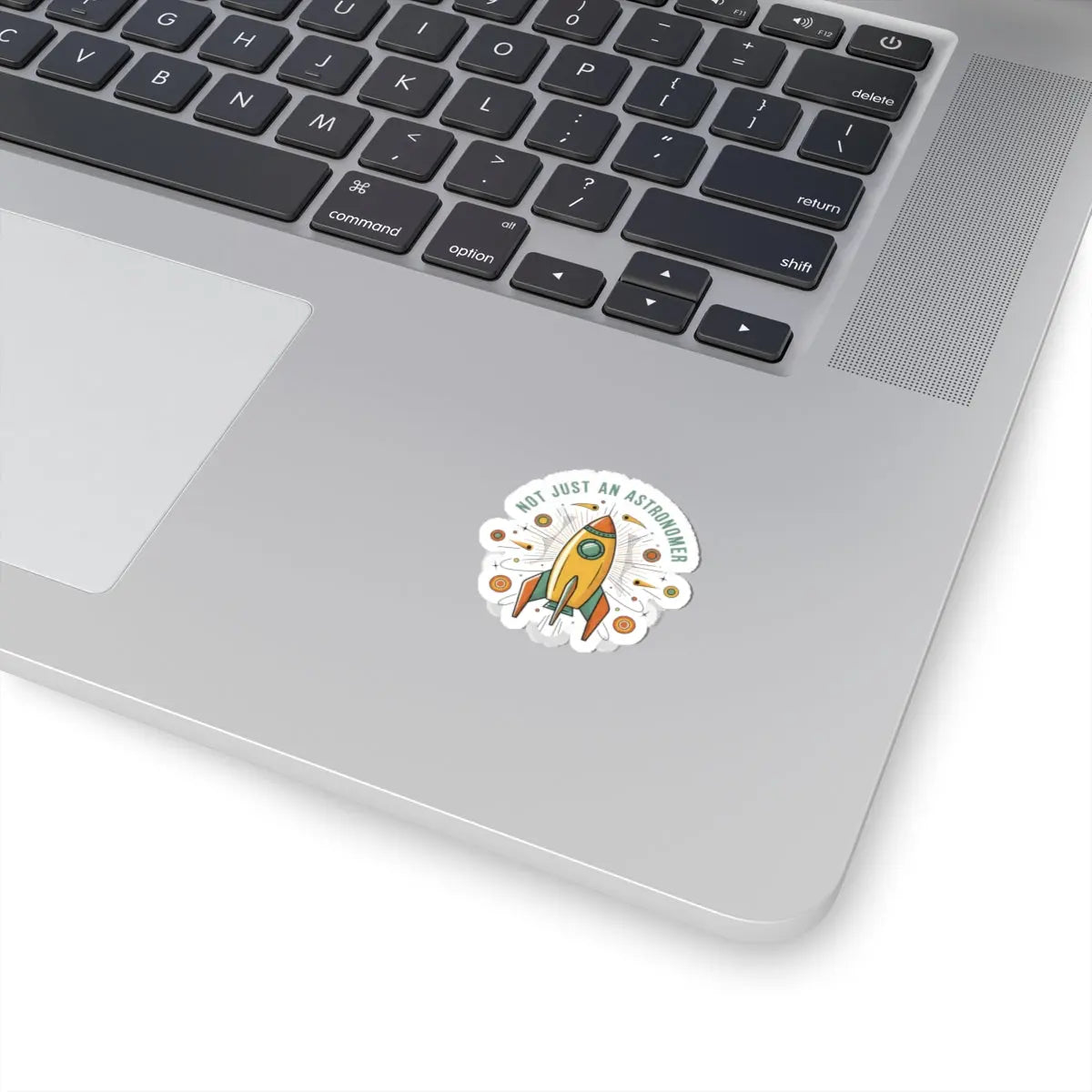 Retro Rocket Sticker | Mid-Century Space Art, Atomic Starburst Kiss-Cut Printify