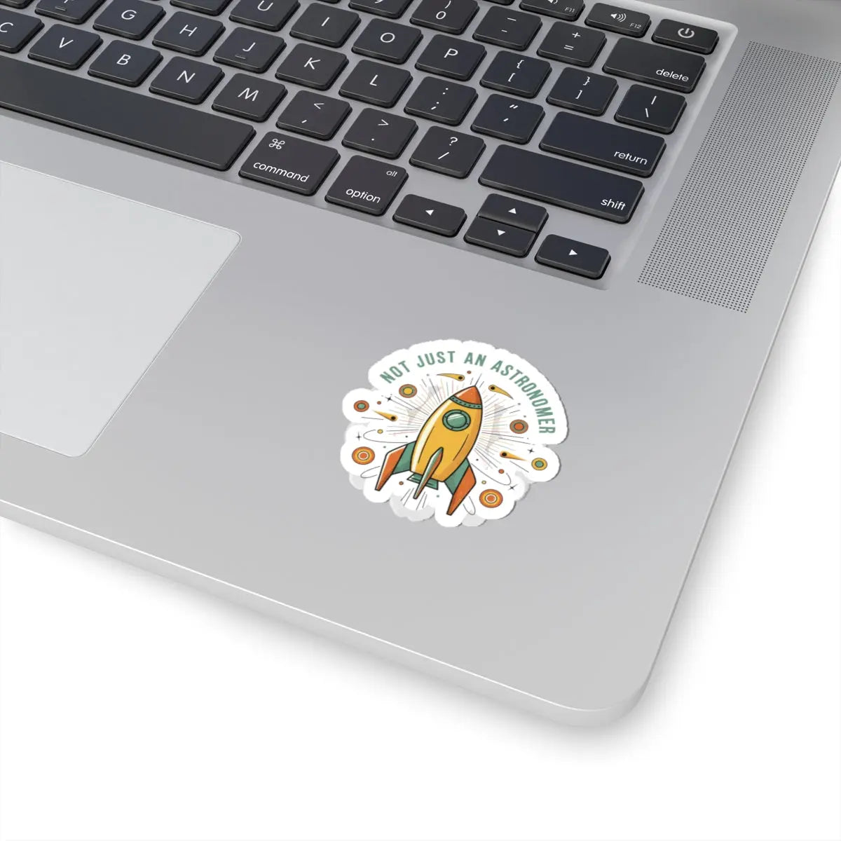Retro Rocket Sticker | Mid-Century Space Art, Atomic Starburst Kiss-Cut Printify
