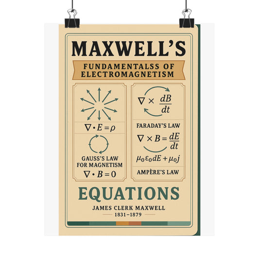 Matte Vertical Poster, Vintage Physics Wall Art, Maxwell's Electromagnetism Print, Educational Decor for Science Lovers, Classroom [...]