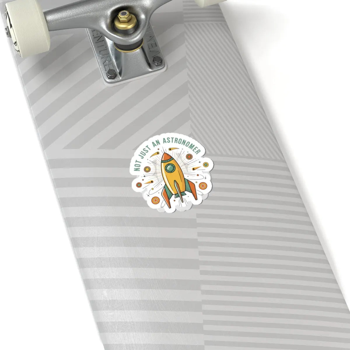 Retro Rocket Sticker | Mid-Century Space Art, Atomic Starburst Kiss-Cut Printify