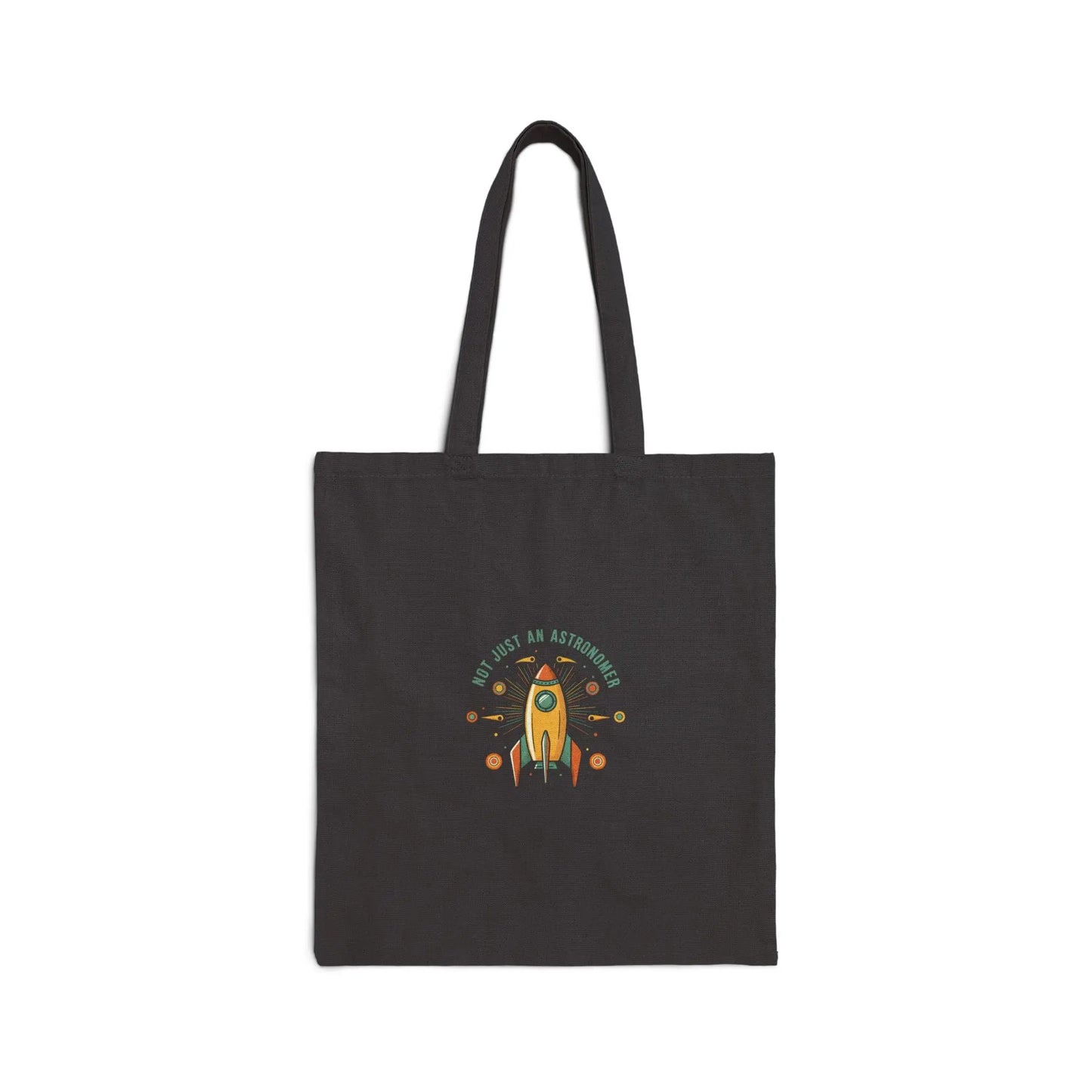 Retro Rocket Graphic Tote | mid-century space art, starburst pattern Printify