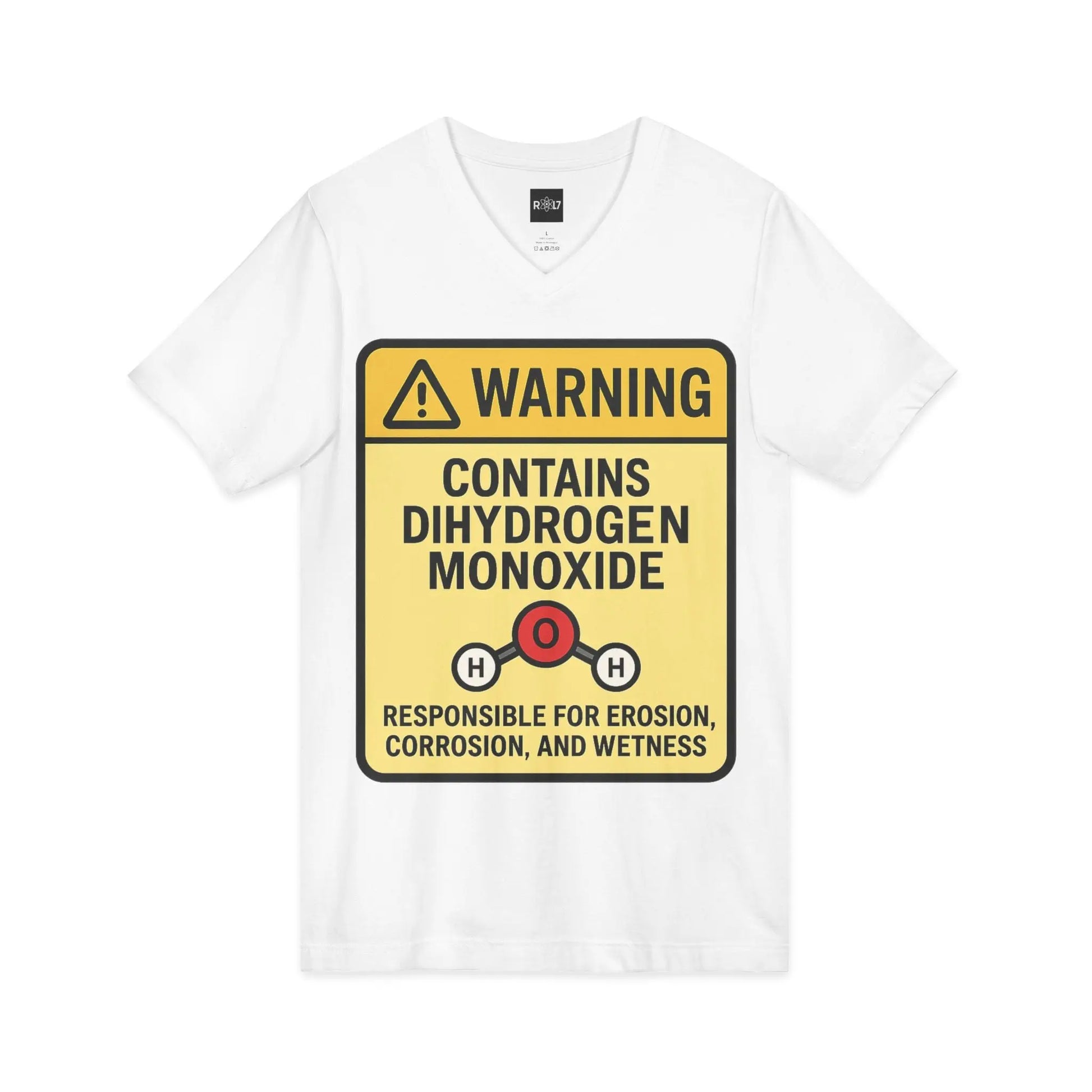 T-Shirt — "Warning: Contains Dihydrogen Monoxide" Novelty Science Tee Printify